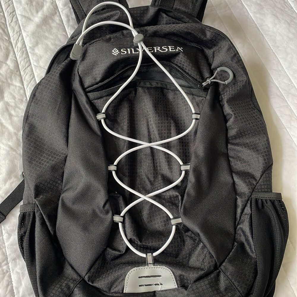 Silversea Cruise black bungee backpack